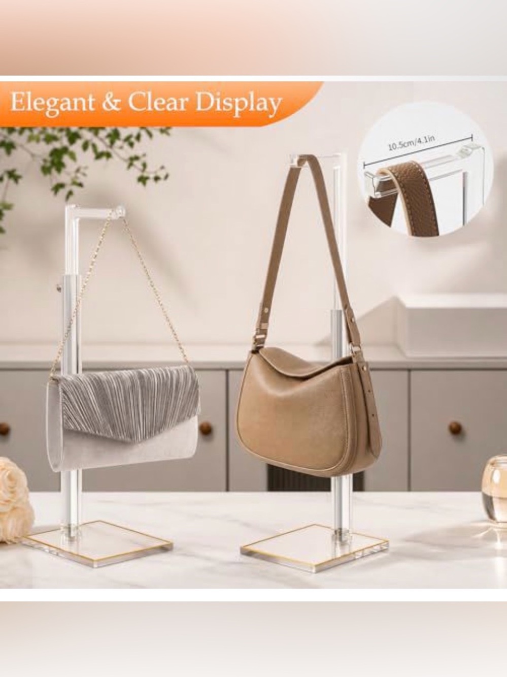 Bag Stand, set of 2 Lucite, Adjustable - Picture 3 of 4